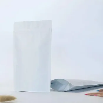 

50pcs/lot-5size 270mic Matte White Aluminum Foil Bag Stand up Zip Lock Packaging Bag Tea Coffee Food Storage Bags