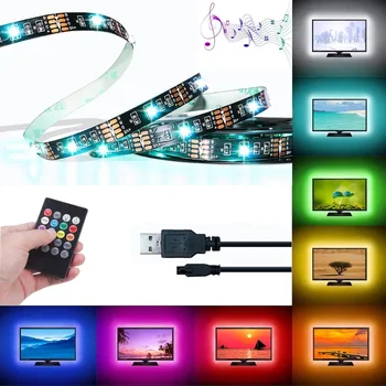 

5V USB LED Strip with IR Remote Music controller IP20/IP65 Flexible Strip Light 5050 RGB TV Background Lightgting