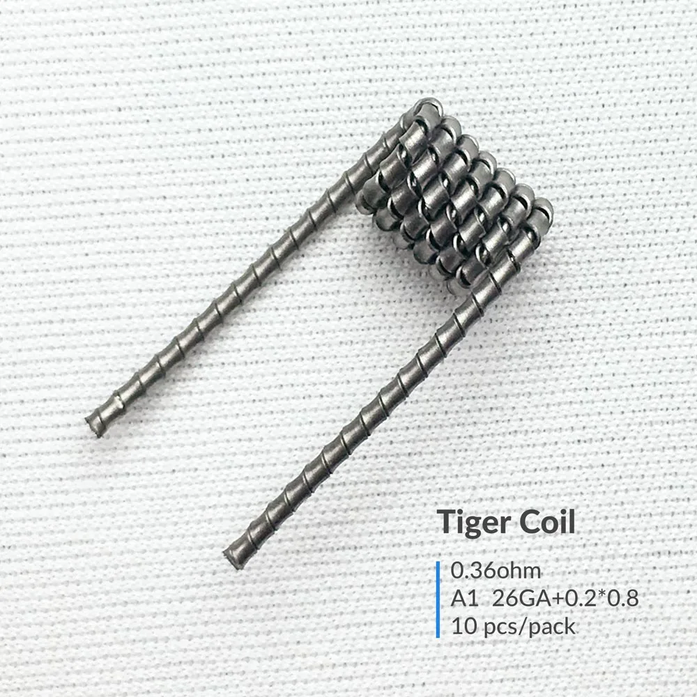 Volcanee 10 намоток Alien Clapton Flat Twisted Fused Clapton с сопротивлением Quad Тигр нагревательная проволока Vape сопротивление готовых предварительно оборудованная катушка катушки - Цвет: Tiger