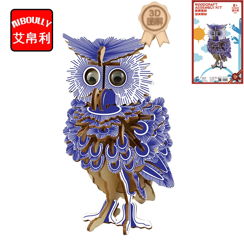 

Owl 3D Wooden Puzzle Kids Educational Toys DIY Paper Puzzles Jigsaw Model Toys For Children