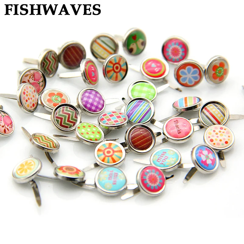 FISHWAVES Randomly Pattern Brads Kids Handmade Photo Album Metal Epoxy