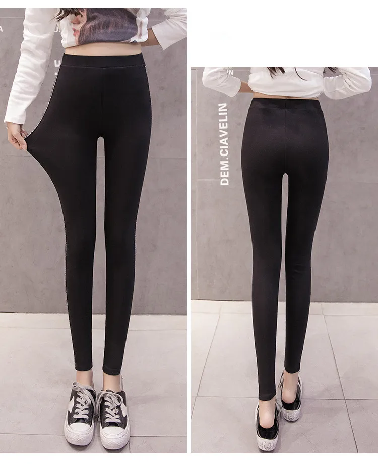 yoga pants 2021 Quality Cotton Leggings Side Stripes Women Casual High-stretch Leggings Pants High Waist Fitness Leggings Female high waisted leggings