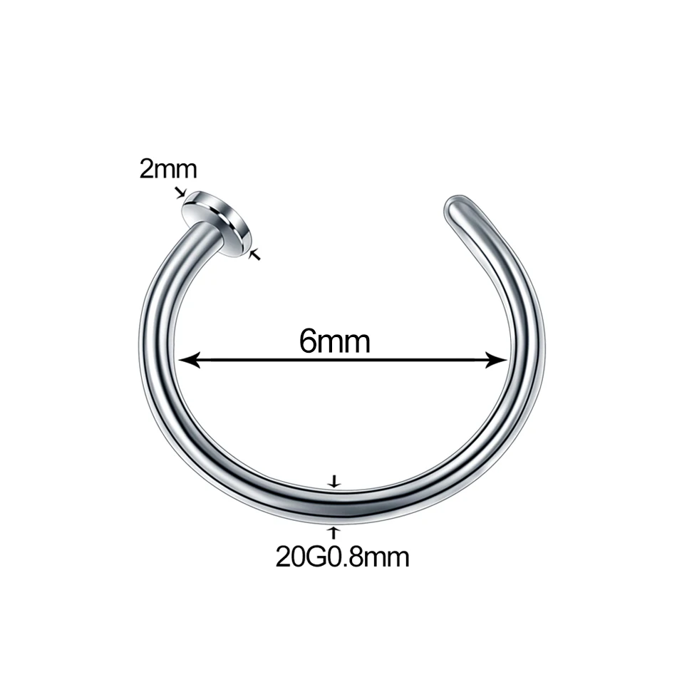 1 шт./лот 20 г стальное кольцо в носу кольцо для пирсинга Nariz розовое золото поддельные перегородки кольцо 18 г пирсинг Oreille серьги на Козелок поддельные Percings - Окраска металла: 20G 0.8x6x2mm
