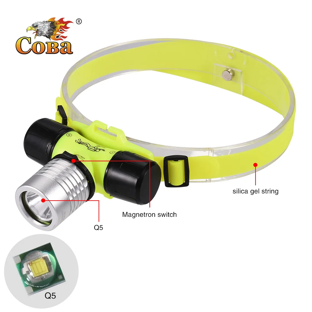 

Coba diving headlight led headlamp 18650/3*AAA battery Q5 light waterproof professional underwater lighting bright head lamp