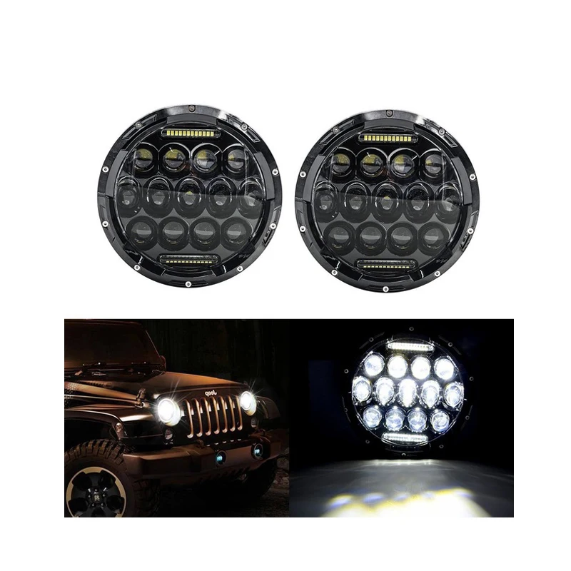 

ECAHAYAKU 7 inch 75W LED Headlight Bulbs Driving Lights H4 H13 Hi lo Headlamp 12v for JEEP Landa niva 4x4 offroad angle beam 4wd