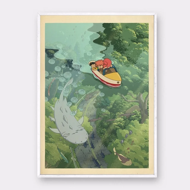Cena Hayao Miyazaki Ponyo na klifie plakat księżniczka Mononoke plakat film plakat na ścianę zdjęcia do salonu bez ramki