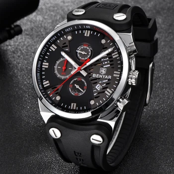 

BENYAR Military Sport Watch Men Waterproof Chronograph Silicone Quartz Men Watch Male Clock Relogio Masculino zegarek meski