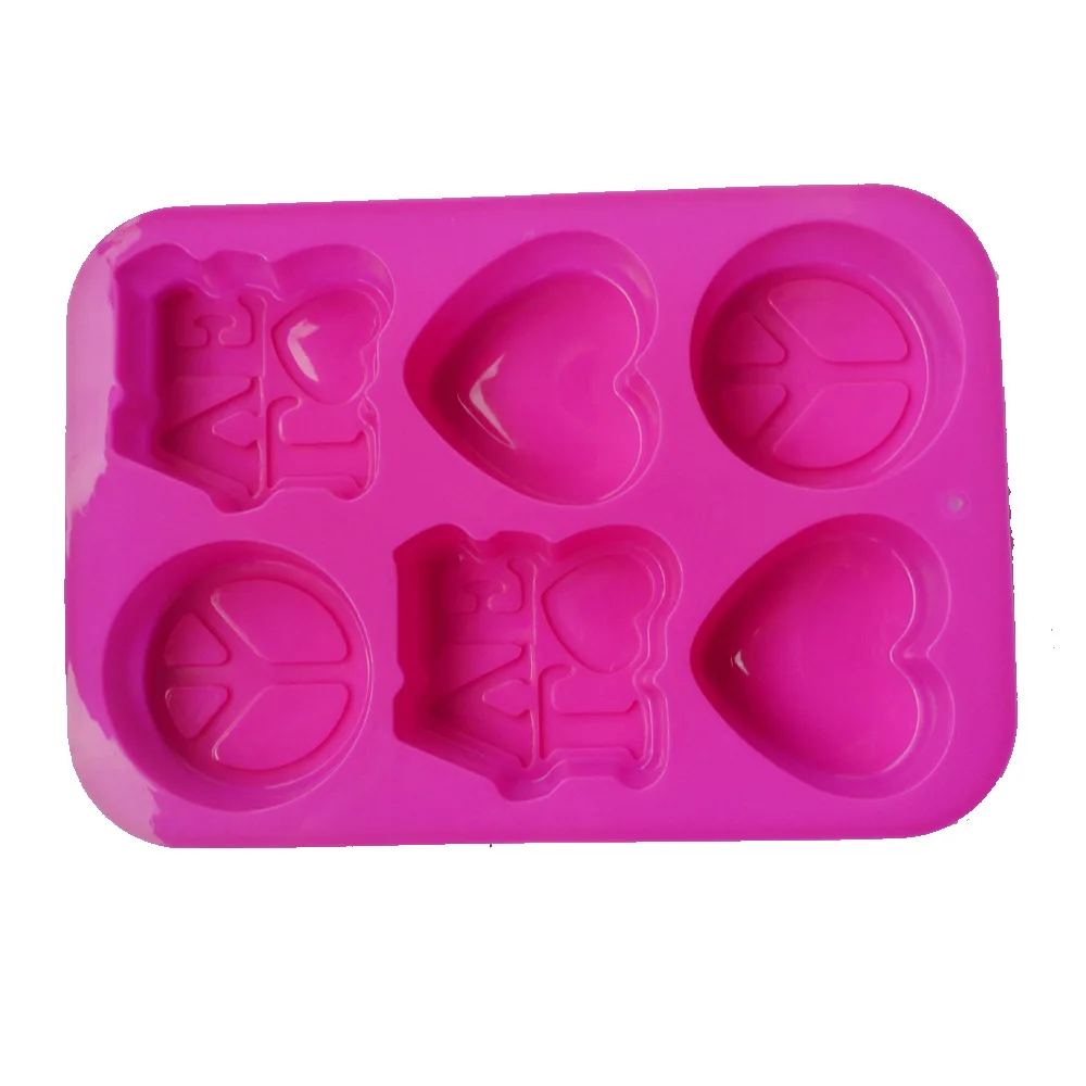 Silicone Cake baking mould handmade soap mold LOVE carved Heart Shape Soap Making Silicone Molds