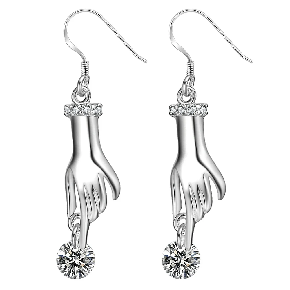 

hands take shiny zircon high quality Silver Earrings for women fashion jewelry earrings /SQQAJTGW YBCIZGUW