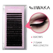 IIWAKA 16 行/ケース 7 〜 15 ミリメートルミックストレイ天然、合成ミンク、個別まつげエクステンションメイク繊毛プロ(China)