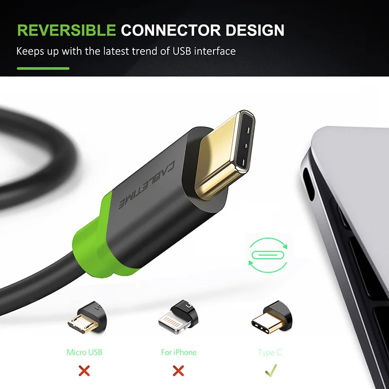 CABLETIME USB 3.1 Type C to Micro 3.0 USB Type c to Micro b Male Data Cable Sync Charging for Macbook USB-C Micro USB Cable C009
