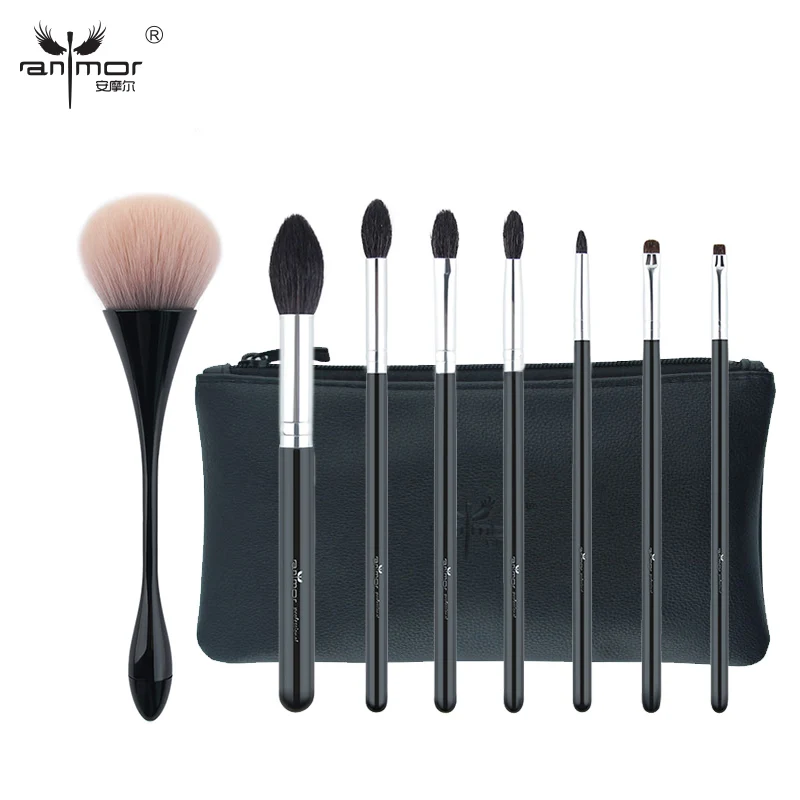 

2019 Anmor Goat Hair Makeup Brushes Set With Synthetic Hair Top Professional Powder Blending Brush Recommend Pinceaux Maquillage