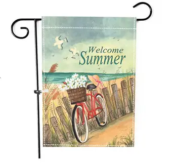 

New Arrival Fashion 12"*18" Double Layers With Shade Cloth Summer Garden Flag with clip