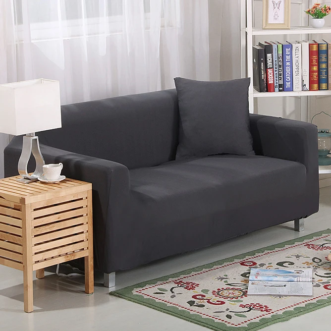 

Dark grey solid color sofa cover seat covers couch Slipcovers Stretch Dining seat Chair Covers chair home decoration sofa towel