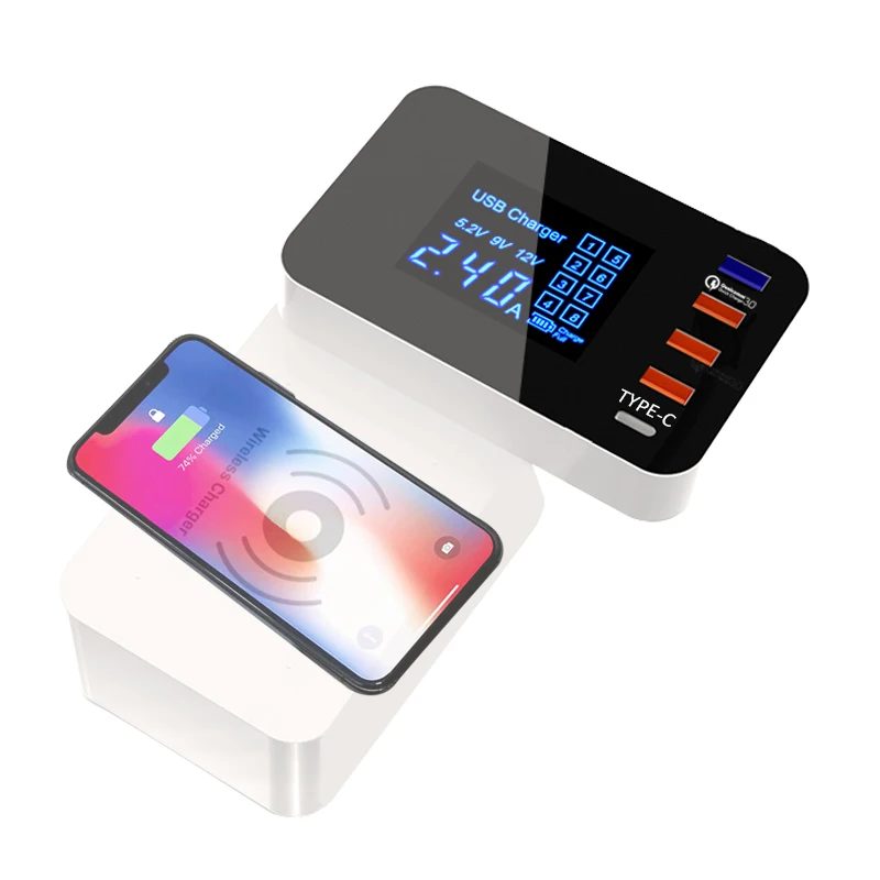 

INGMAYA Smart USB Charger Qi Wireless Charging Station Quick Charge 3.0 For iPhone X Samsung S8 Edge Huawei Nexus Mi AC Adapter