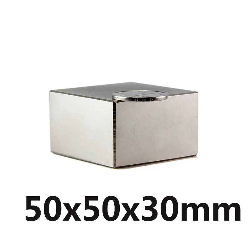 

1pcs Neodymium magnet 50x50x30 Rare Earth Strong block permanent 50*50*30mm fridge Electromagnet NdFeB nickle magnetic square