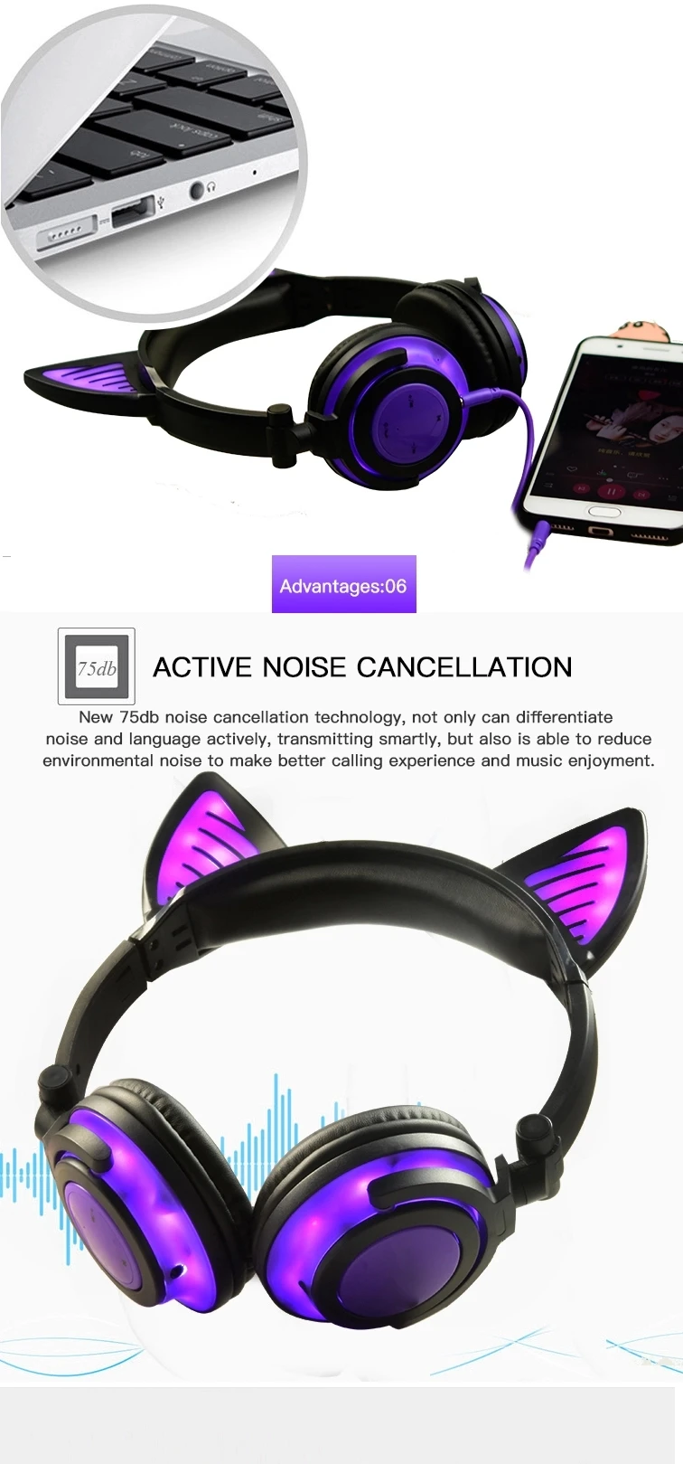 Holyhah подарок на день рождения беспроводные Bluetooth наушники складные мигающие кошачьи ушки детские наушники игровая гарнитура с светодиодный светильник