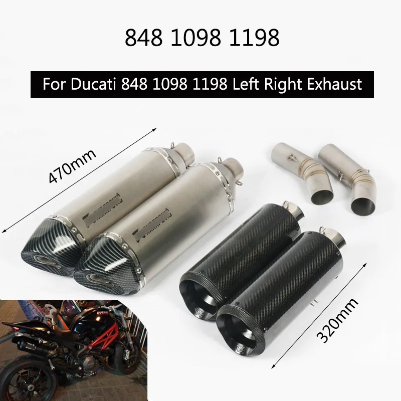 

( Left and Right ) For Ducati 848 848 EVO 1098 1198 Exhaust Pipe Slip On 51 mm Rear Exhaust Motorcycle Silencer Muffler Escape