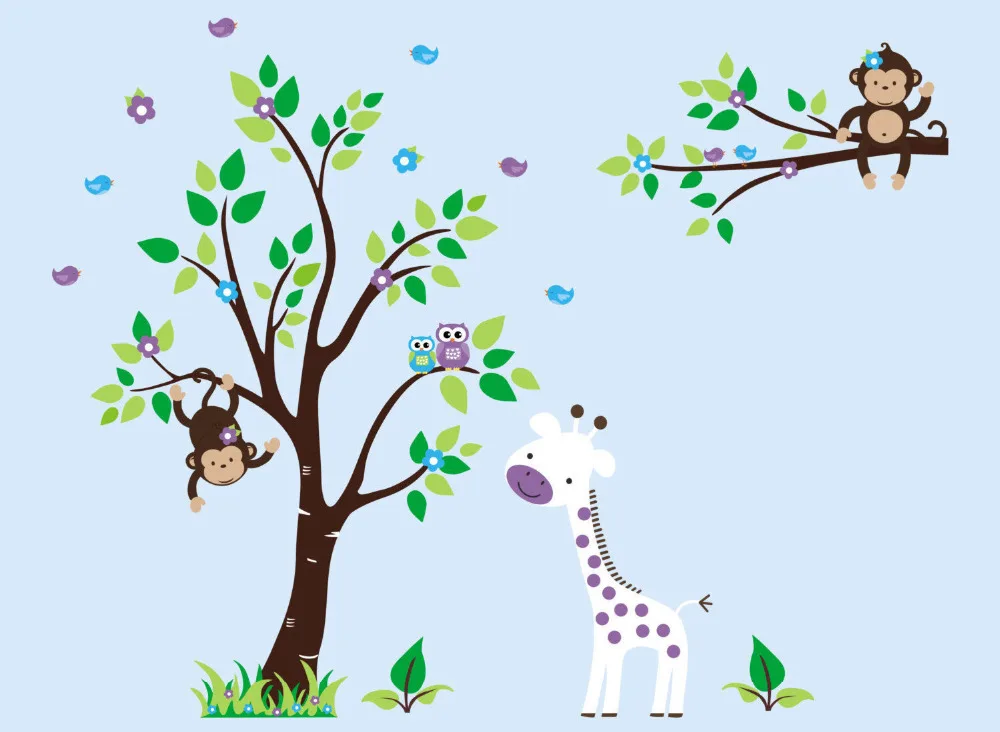 Safari Animals Nature Removable Reusable Wall Decals Kids Nursery Art