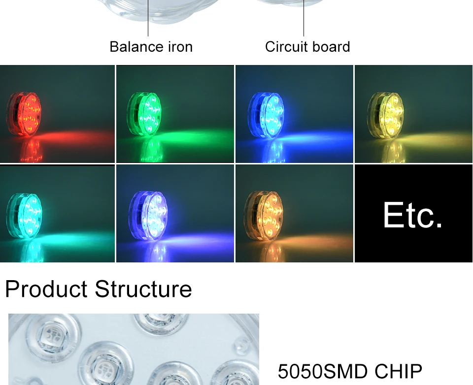 RGB LED Underwater Light Battery Operated IP67 Waterproof Swimming Pool Light LED Submersible for Party Piscina Pond05