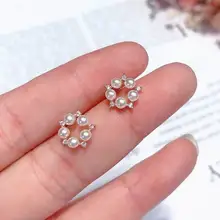 MENGJIQIAO элегантный звездный стиль стразы серьги-гвоздики из искусственного жемчуга для женщин Мода корейский маленький Букле д 'ореиль