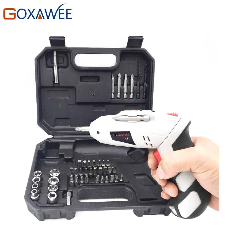 

GOXAWEE 4.8V Electric Cordless Screwdriver Rechargeable Battery Parafusadeira Furadeira Multi-function Electric Drill Power Tool