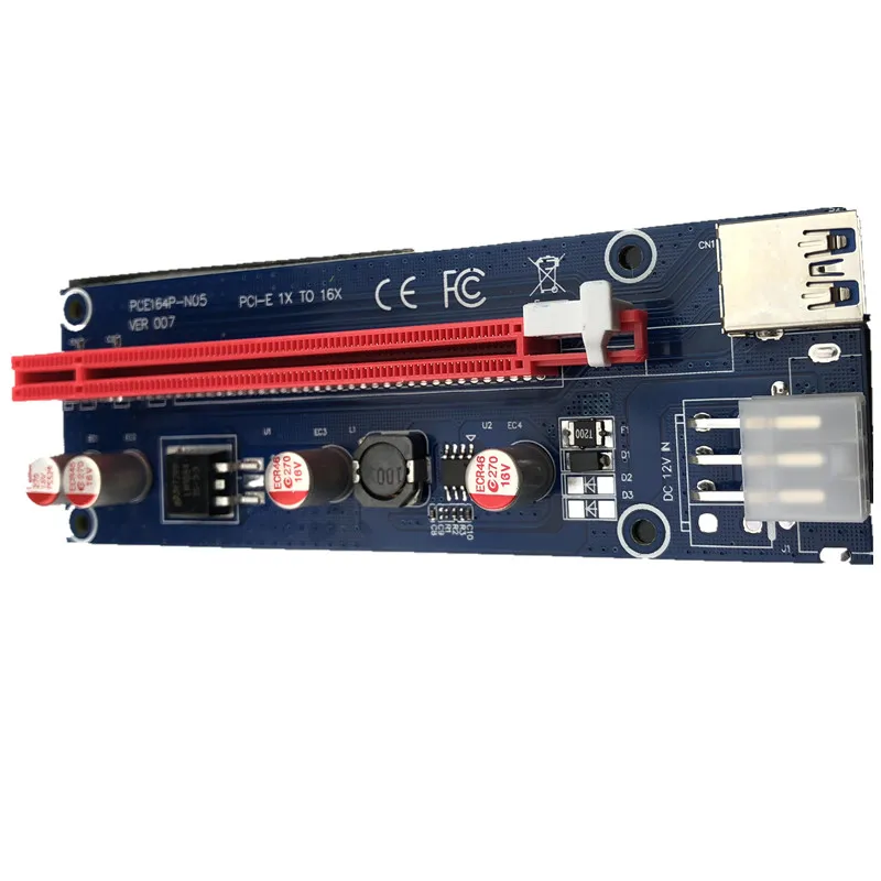 60 см 6PIN 12 В PCI-E 1X-16X Riser Card VER007 USB3.0 адаптер расширитель плата BTC Miner удлинитель Riser Card BTC кабель комплект твердая установка