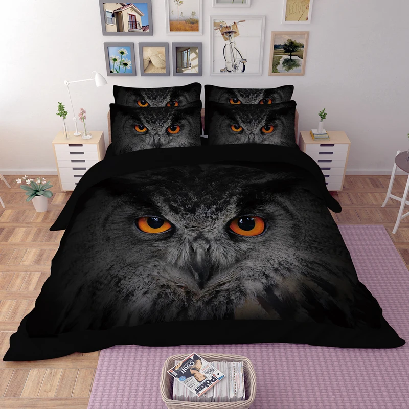 Owl Bedding Set Twin Full Queen King Duvet Cover Fitted Sheet Pillow