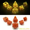 Bescon Glowing Halloween Polyhedral Dice 7pcs Set, Luminous Halloween RPG Dice Set, Glow in Dark Halloween DND Game Dice 1