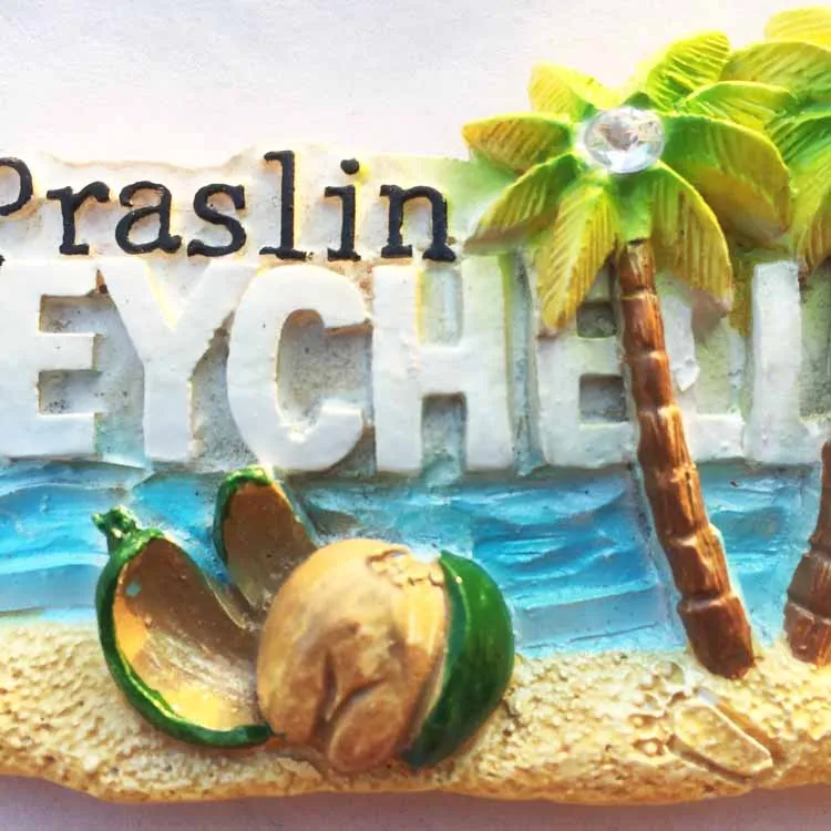 Aimant Frigo 3D Praslin Seychelles - Souvenir Déco Cuisine 9x6cm