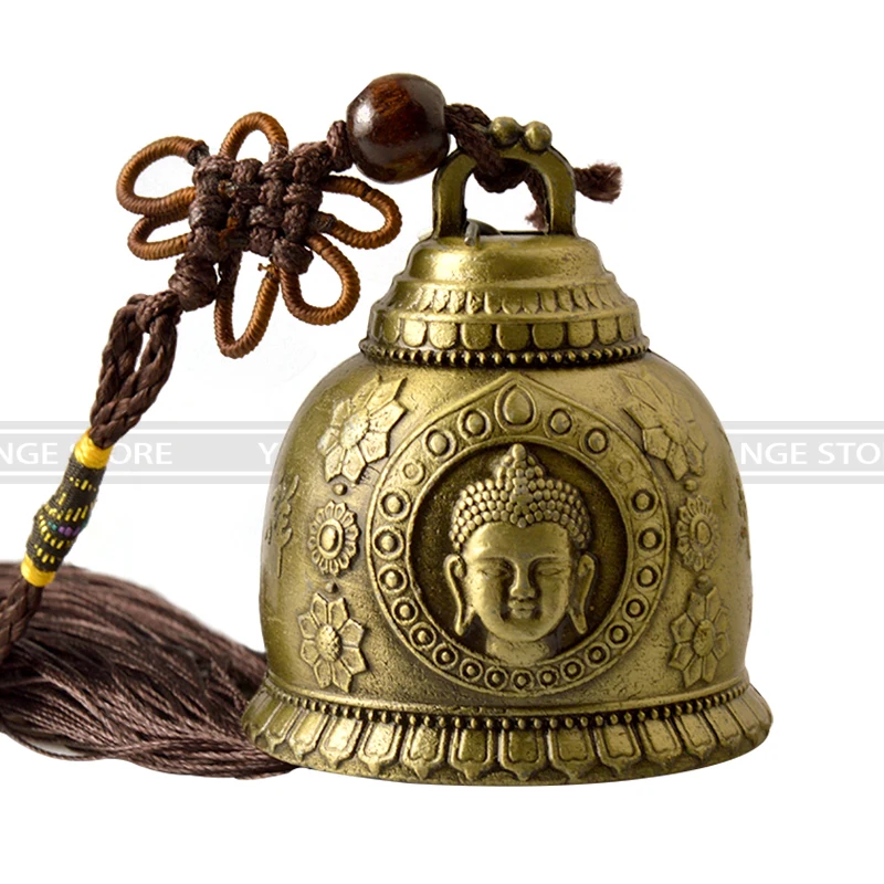 China's Mini Brass Copper Sculpture Pray Buddha Feng shui bell 48*30mm Gift W5F9 