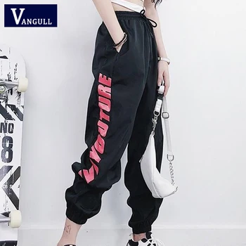 

Vangull Women Ankle-Length Pants Streetwear Letter Print Harem Pants 2019 Autumn Elastic Waist Spliced Plus Size Women Pants