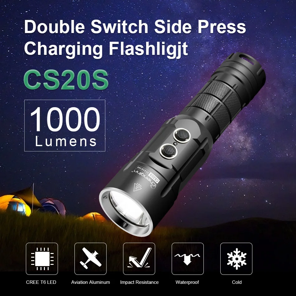 Chenglnn CS20S мощный фонарик Перезаряжаемые USB Водонепроницаемый 6 режимов SOS кри