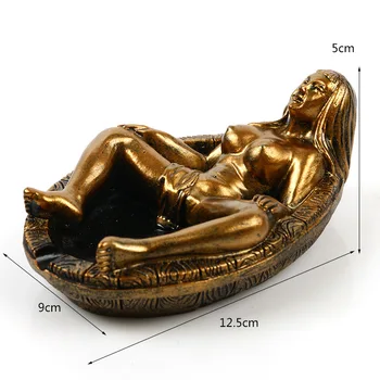 

Resin ashtray personalized gift home decoration resin skull WOMAN beauty retro GOLDEN COLOR ashtray