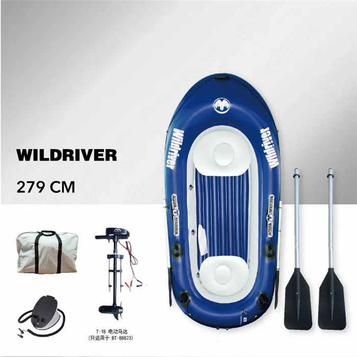 US $225.85 AQUA MARINA WILDRIVER New Rowing Boat  Inflatable Fishing Boat 2 Persons Thickend PVC Fishing Paddle Boat With Motor