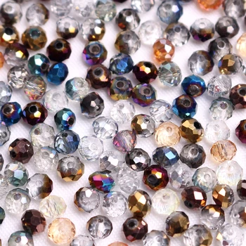 

420pcs/lot Faceted Glass Lampwork Rondelle Beads DIY 4mm Plated Crystal Round Loose Beading Crafts Materials For Making Jewelery