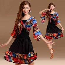 Новая модная одежда для латинских танцев большого размера, комплект из 3 предметов для женщин/леди, костюм, одежда для выступлений, тренировочное платье L1083