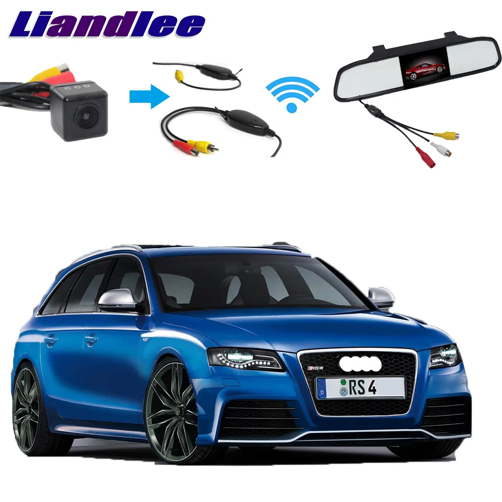 Best Price Liandlee Voor Audi A4 RS4 B8 8 K 2012 ~ 2015 3 in1 Speciale Achteruitrijcamera Achteruitrijcamera + Draadloze Ontvanger + Spiegel Monitor Gemakkelijk DIY