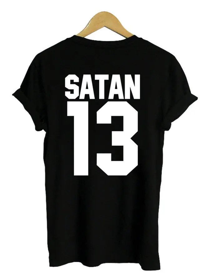 

SATAN 13 Letters BACK Print Women tshirt Casual Cotton Hipster Funny t shirts For Lady Top Tee Drop Ship B-300