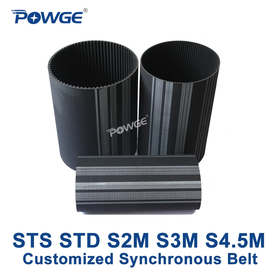 POWGE S-Toothed STS STD S2M S3M S5M Synchronous Belt Pitch 2mm 3mm 5mm Customized all kinds of S2M S3M S5M Timing Belt pulley