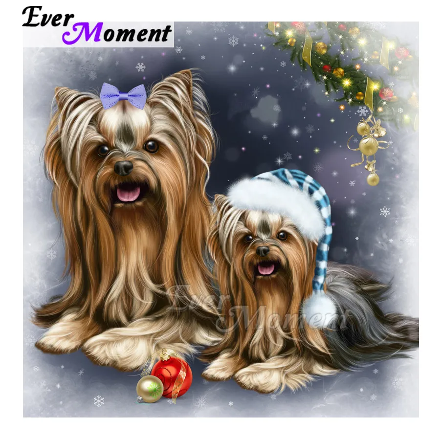 

Ever Moment Diamond Painting Dogs Christmas Yorkshire Terrier Picture Of Rhinestone 5D DIY Diamond Embroidery Decor ASF1725