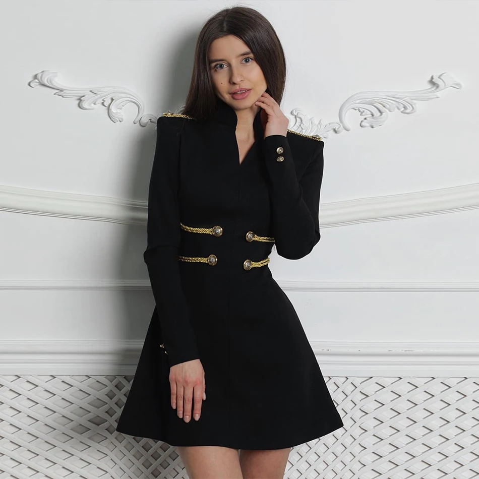 Baratos Seamyla nueva primavera elegante mujeres Vestido de manga larga Sexy negro rojo celebridad Noche Vestidos de Fiesta pasarela Club Vestidos