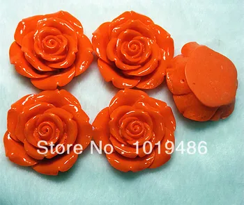 

orange color 42 mm resin rose flower 50 PCS/lot, (back perforation) ,for chunky beads necklace jewelry