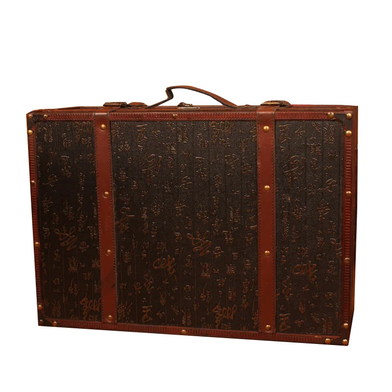 

European Creative Retro Wooden Suit Box Clothes Storage Box Luggage Case Decorations Vintage Photography Props Window Display