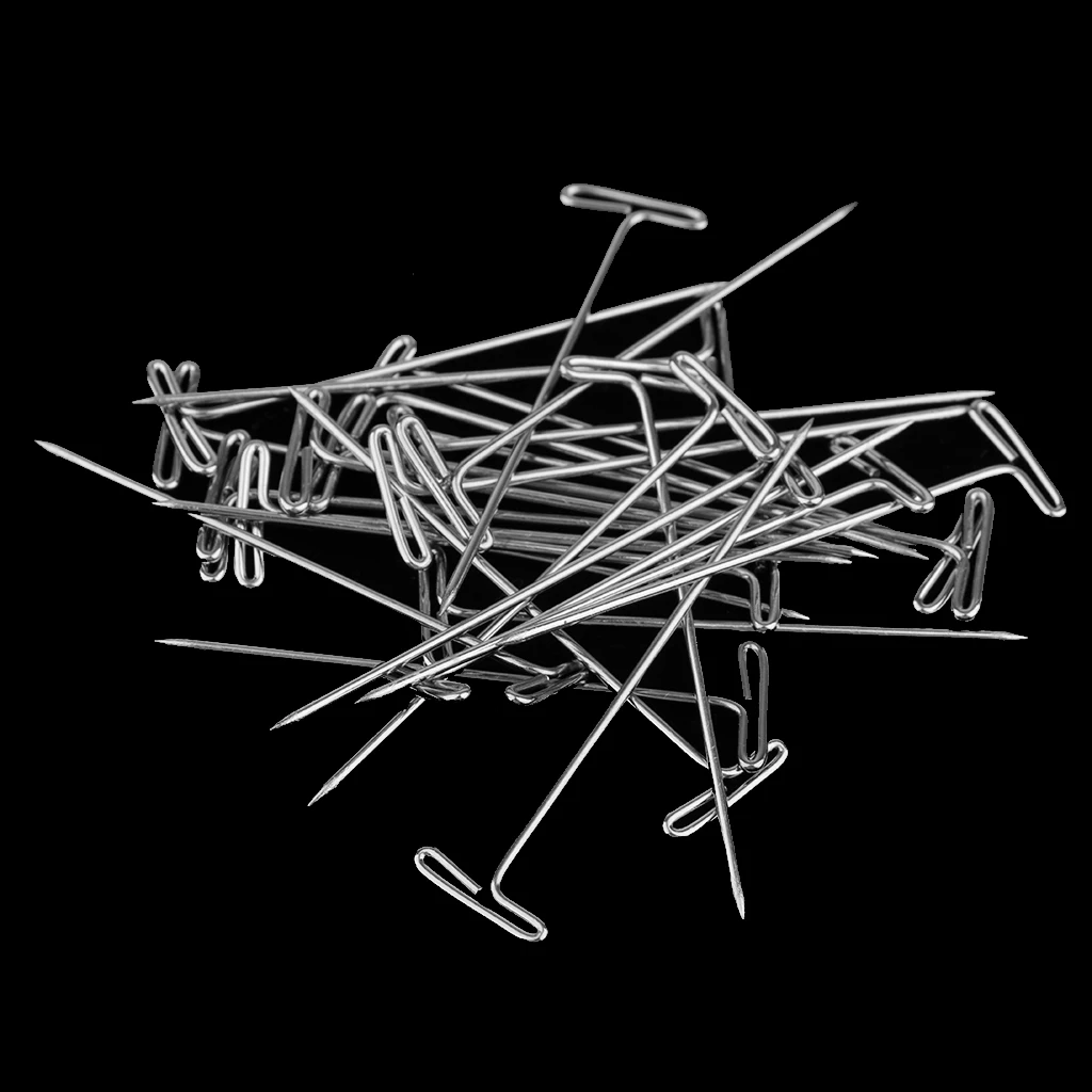 100pcs/Box Wig T Pins for Holding Wigs Silver 6 Sizes T-pins Styling Tools Wig Display Hair Extensions Hook Needles Clips Pin