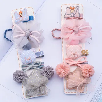 

Lovely Bear Star Hair Bows Girls Hairpin Set Chiffon Flower Cactus Hair Clips Sequins Barrettes for Children Hair Accessories