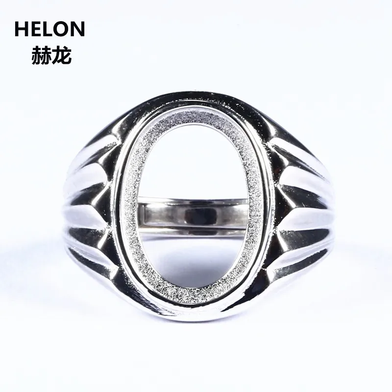 

925 Sterling Silver Engagement Wedding Anniversary Ring for 10x14mm Oval Cabochon Semi Mount Fine Jewelry White Gold Color