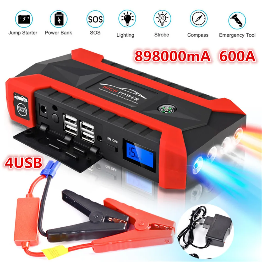 Ceny 89800mAh wysokiej mocy urządzenie do uruchamiania awaryjnego samochodu 12V 4USB przenośne urządzenie do awaryjnego uruchamiania Power Bank ładowarka samochodowa do wzmacniacz do akumulatora samochodowego Buster