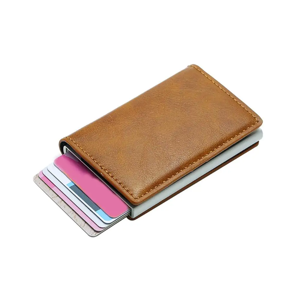 

Fashion RFID Blocking ID Credit Card Holder Wallet Anti-theft Secure Leather Business Bank Card Holder Unisex Security Purse