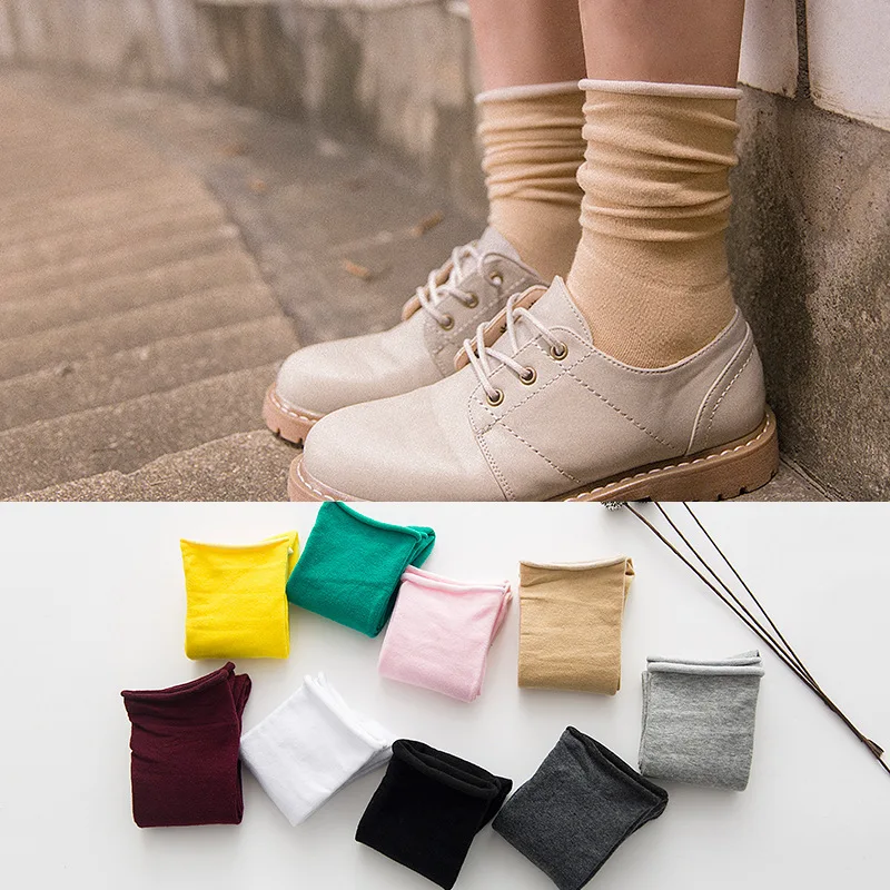 

PADEGAO Autumn and Winter Ladies Pile-up Stockings Pure Cotton Women's Stockings